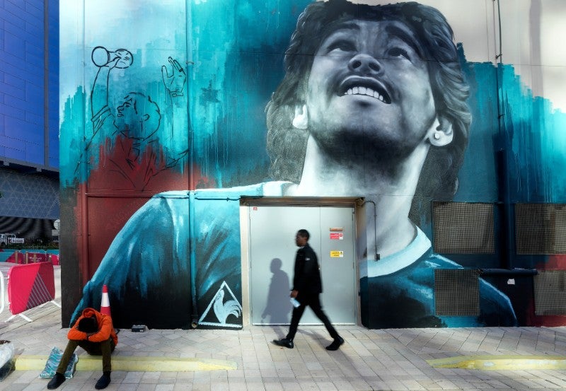 Imagen de Maradona en calles de Qatar