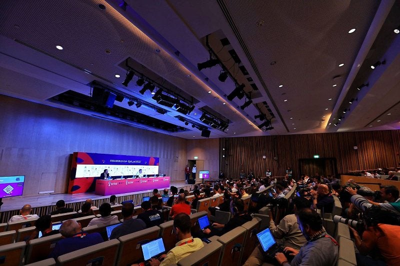 Sala de conferencia de prensa en Qatar