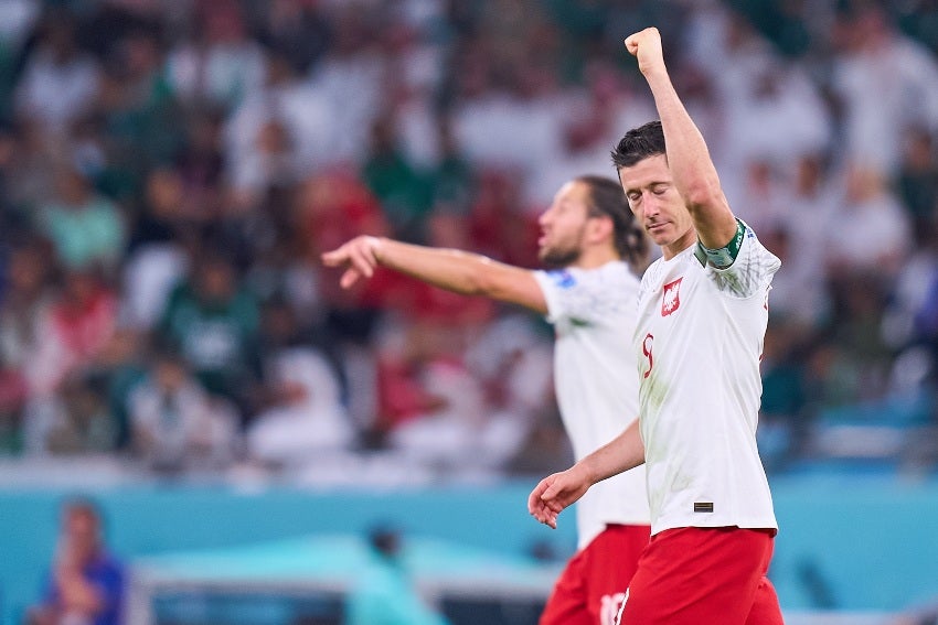 Lewa en celebración de su primer gol en Mundiales