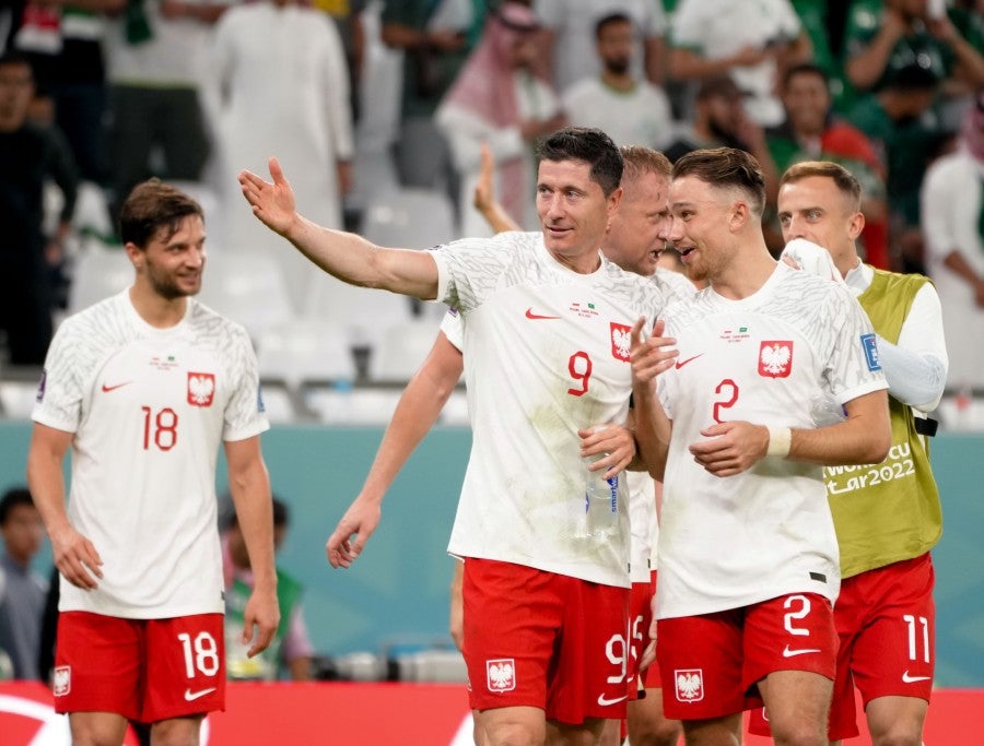 La Selección de Polonia celebrando la victoria