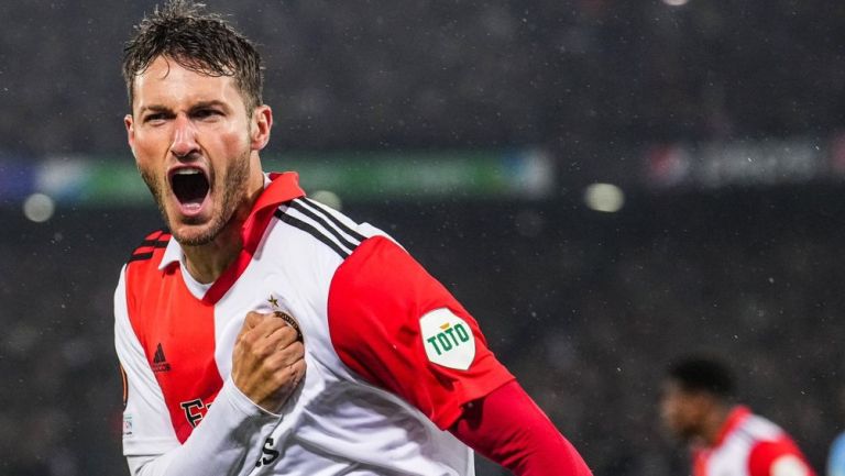 Chaquito celebrando gol con el Feyenoord