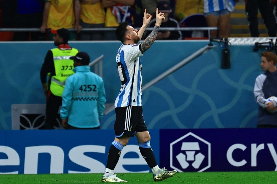 Messi festejando su gol ante Australia