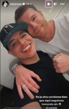 Eduin Caz compartió una historia con Canelo tras supuesta pelea