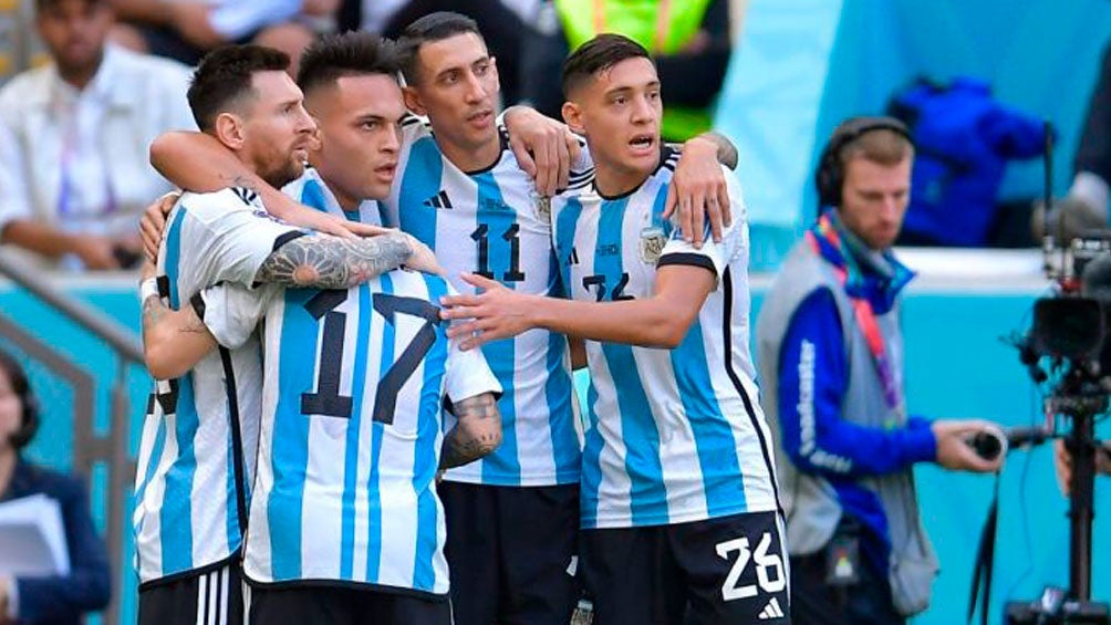 Jugadores de Argentina, en festejo de gol