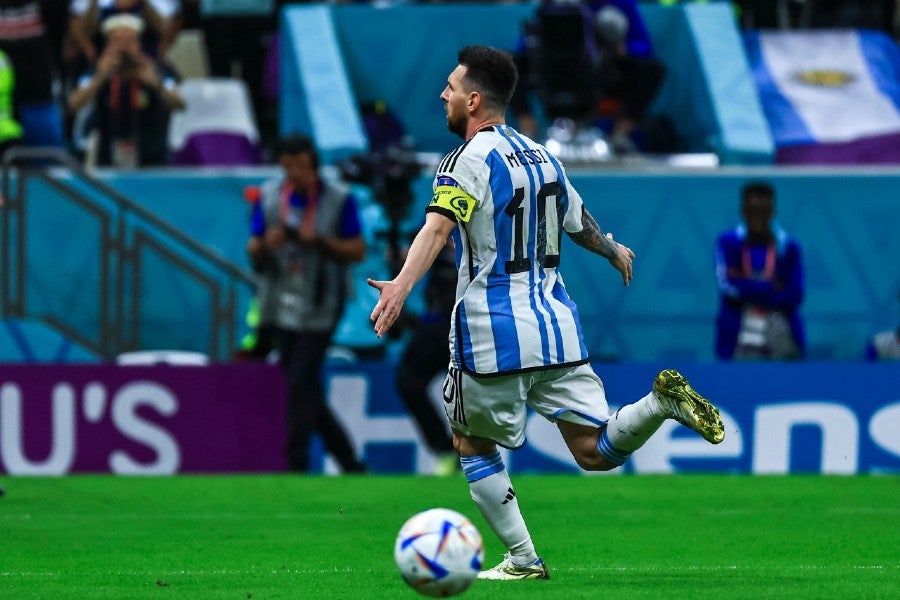 Messi celebrando su gol ante Países Bajos