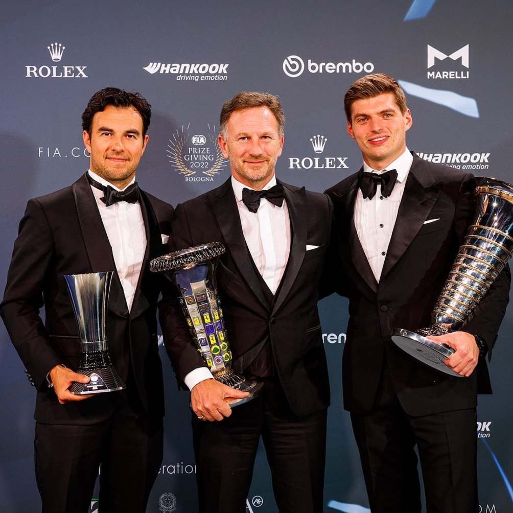 Pérez y Verstappen en Gala de la FIA