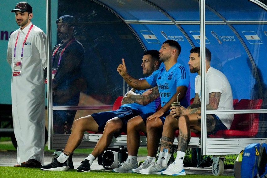 Agüero en el entrenamiento de Argentina