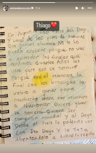 El escrito fue compartido por Antonela 