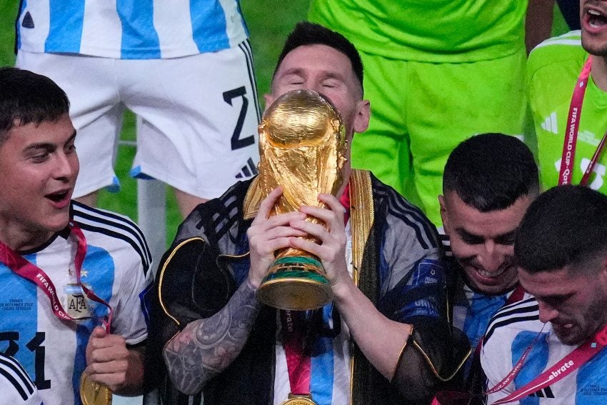 Messi tras ganar la Copa del Mundo