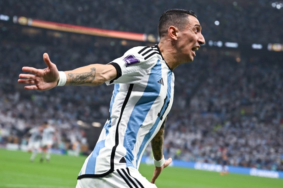 Ángel di María celebrando su gol en el Mundial de Qatar 2022