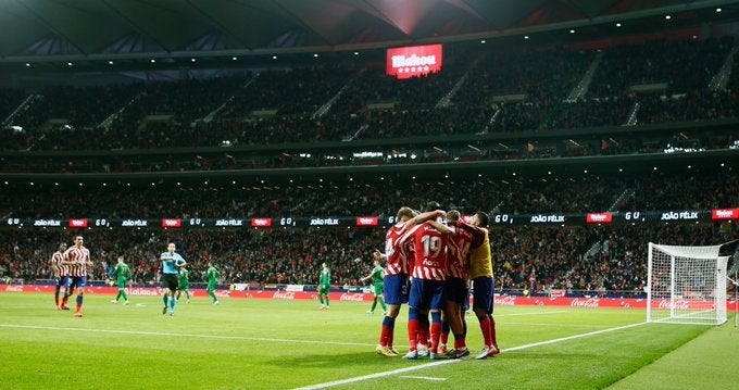 Jugadores de Atlético en festejo 