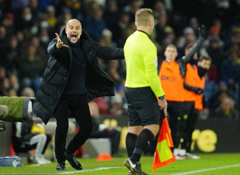 Pep Guardiola durante un partido