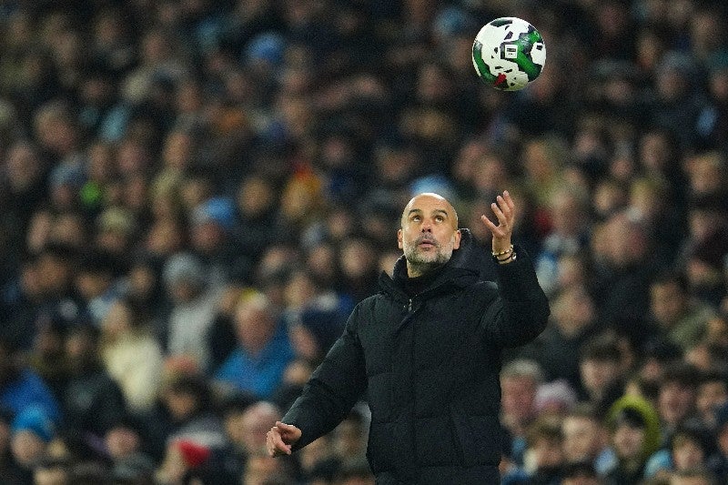 Guardiola en un partido con el Manchester