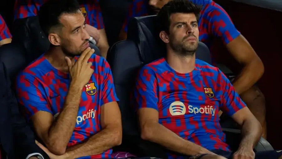 Gerard Piqué y Sergio Busquets en un evento de Barcelona