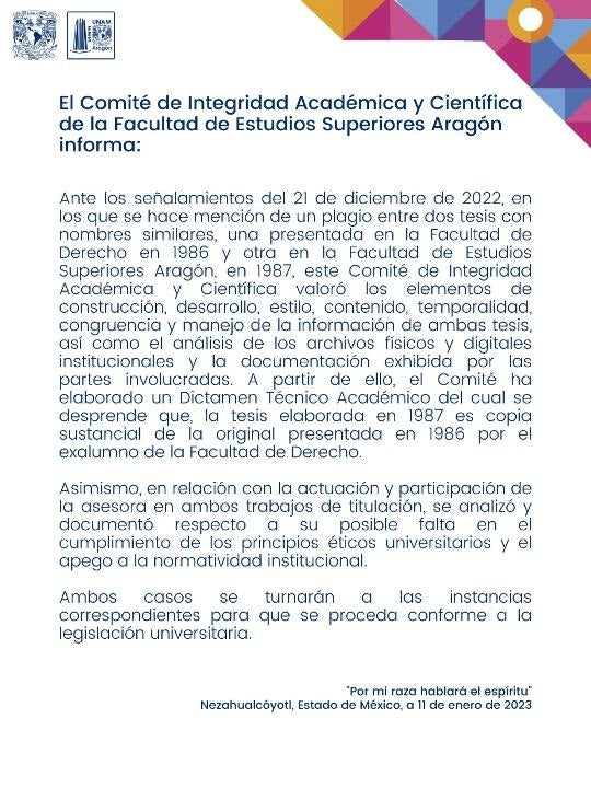 Comunicado de la FES Aragón 