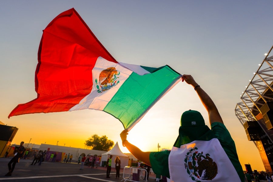 Aficionado con bandera de México