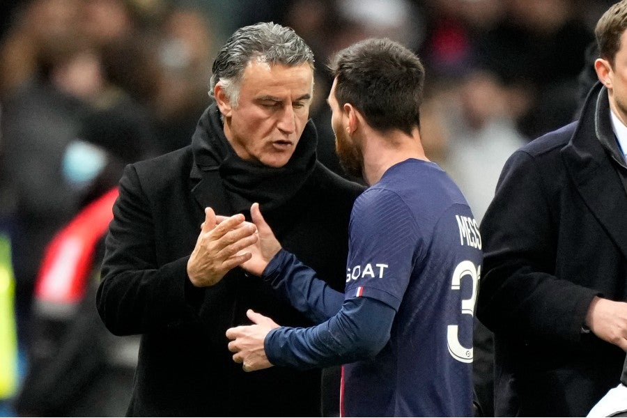 Messi y Galtier en partido de la Ligue 1