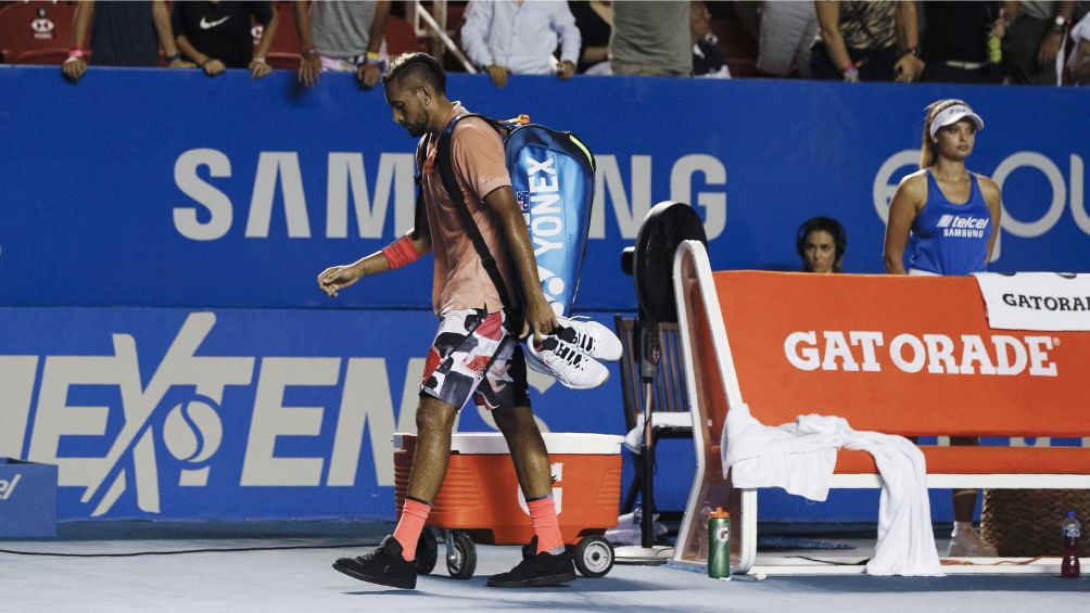 Nick Kyrgios en su retiro del Abierto Mexicano de Tenis