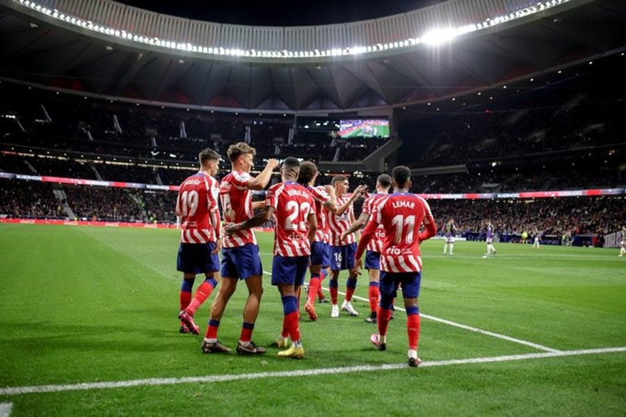 Jugadores de Atleti celebrando la victoria