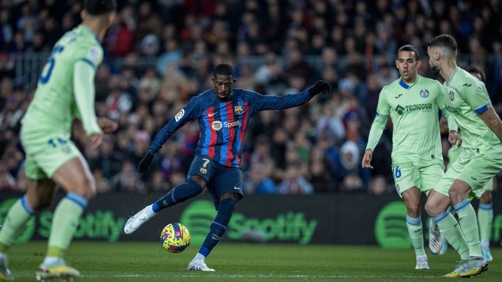 Dembélé en acciones del encuentro ante Getafe