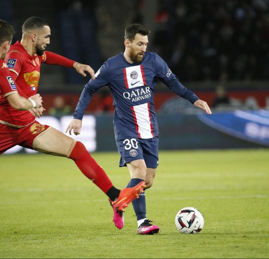 Lionel Messi jugando en la Champios League