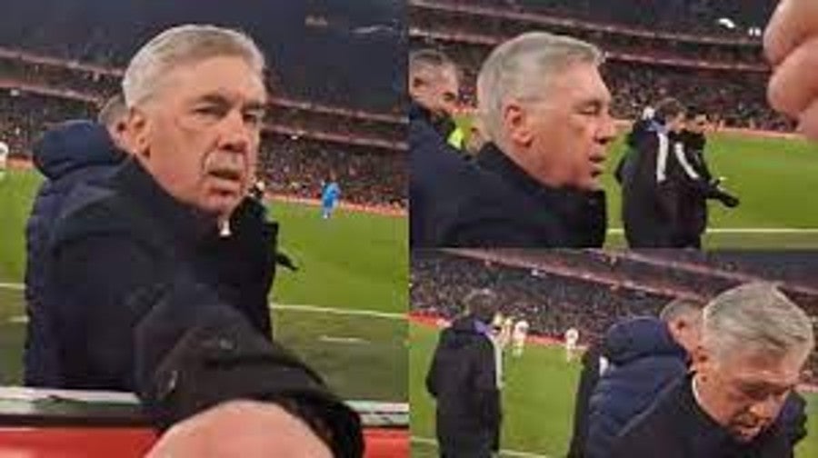 Carlo Ancelotti regalando un chicle