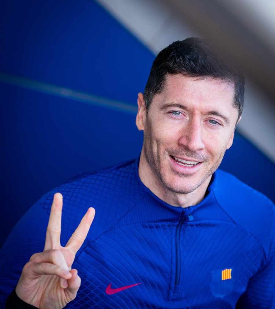 Robert Lewandowski en entrenamiento