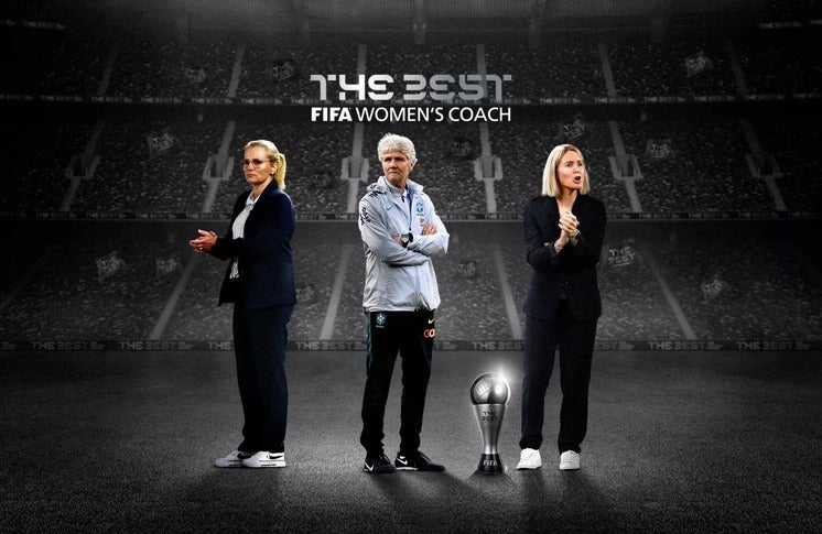 Sonia Bompastor, Pia Sundhage y Sarina Wiegman