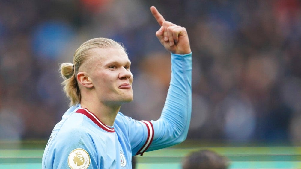 Erling Haaland en partido con el Manchester City