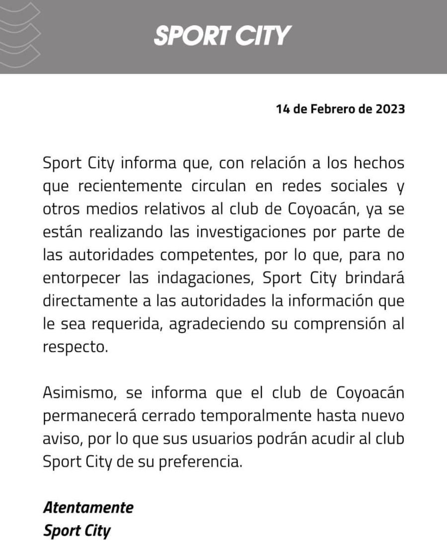 Comunicado especial oficial de Sport City