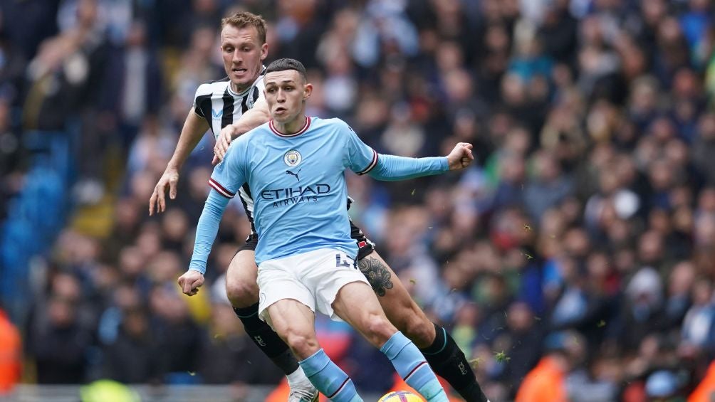 Phil Foden en el encuentro ante el Newcastle