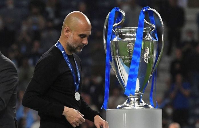 Pep Guardiola luego de perder la final de Champions League en 2021 ante el Chelsea