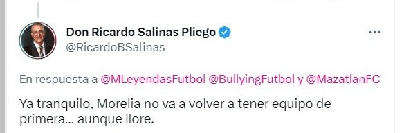 Tweet de Salinas Pliego