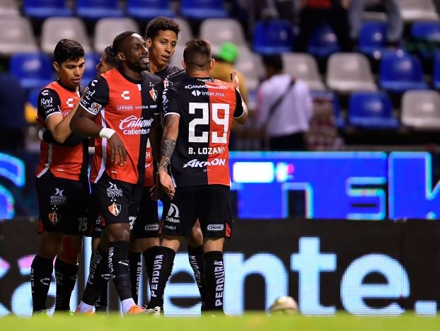 Jugadores del Atlas, en festejo de gol