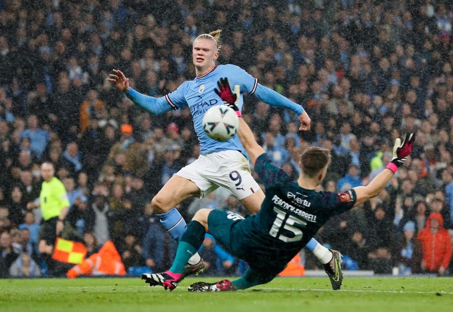 Haaland segundos antes de su anotación en FA Cup