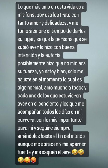 Segundo mensaje de Belinda tras el ataque sufrido 