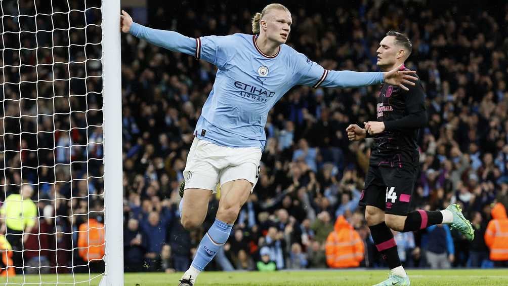 El delantero noruego celebrando gol ante el Burnley