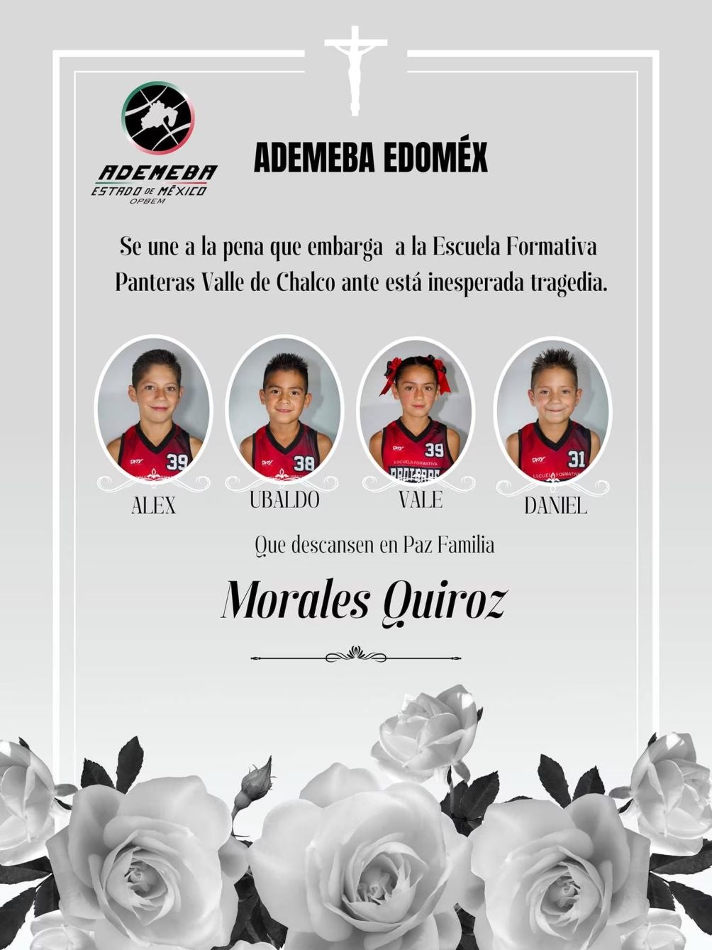 Ademeba Edomex envió sus condolencias a la familia