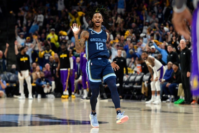 Ja Morant festejando en el Lakers vs Grizzlies