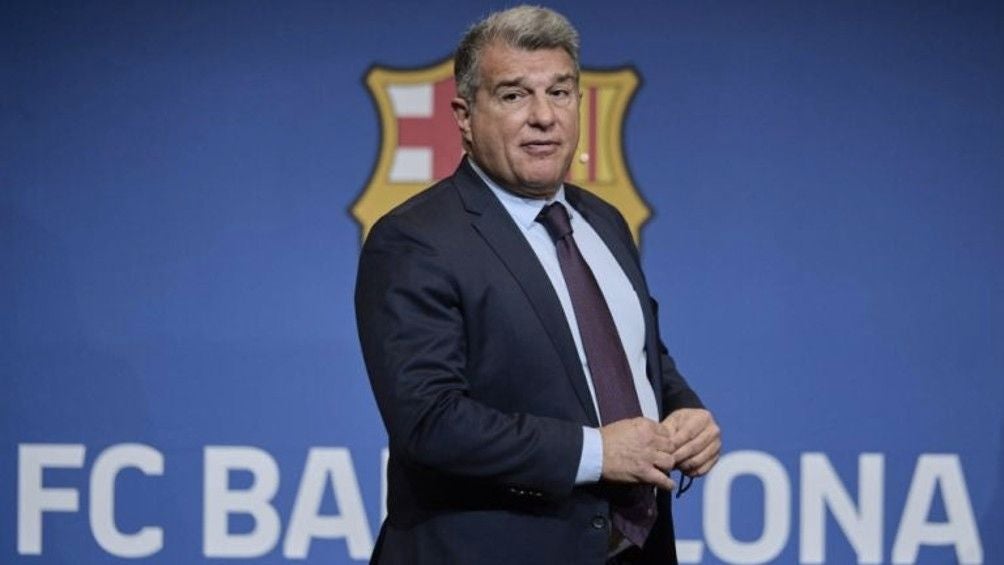 Laporta durante una conferencia de prensa en la Ciudad Condal