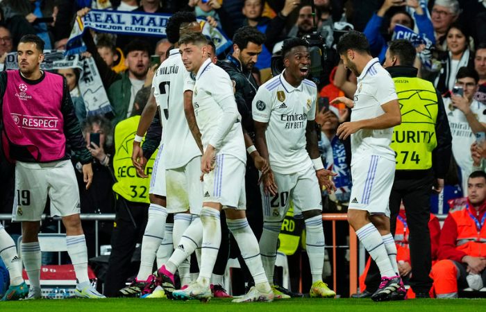 Real Madrid en la victoria ante Chelsea en la ida de Cuartos en Champions