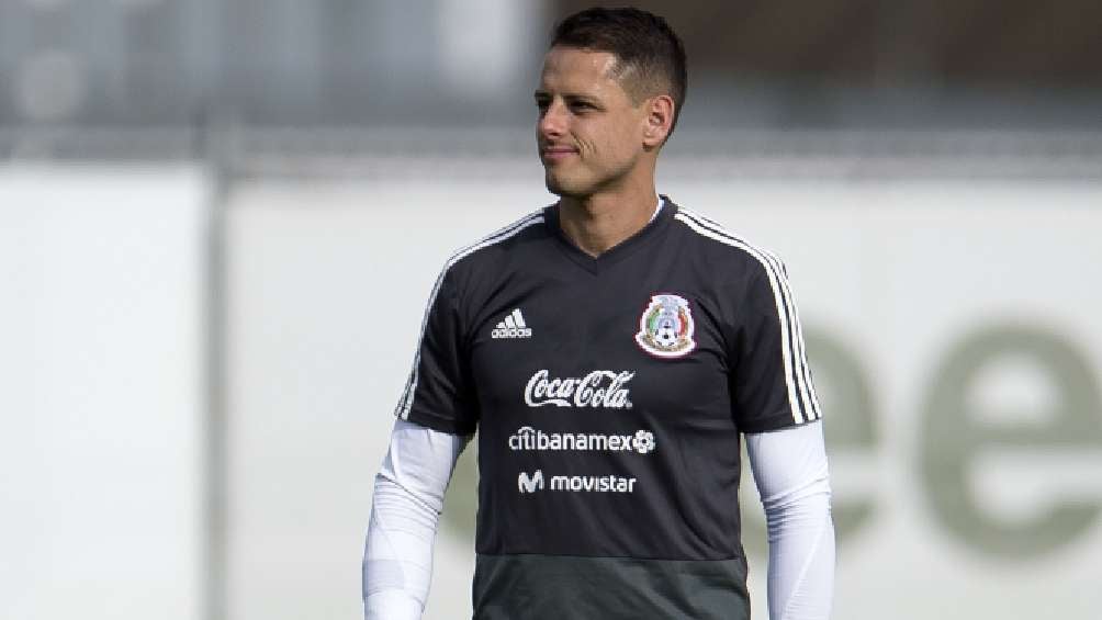 Javier Hernández en su última concentración con el Tri