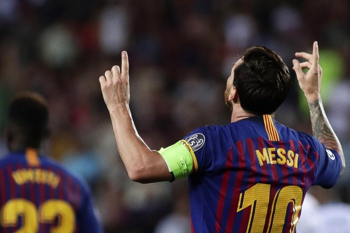 Messi con el Barcelona en la Champions League 2018