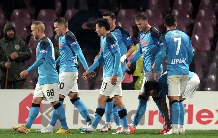 Napoli en su último partido frente al Salernitana