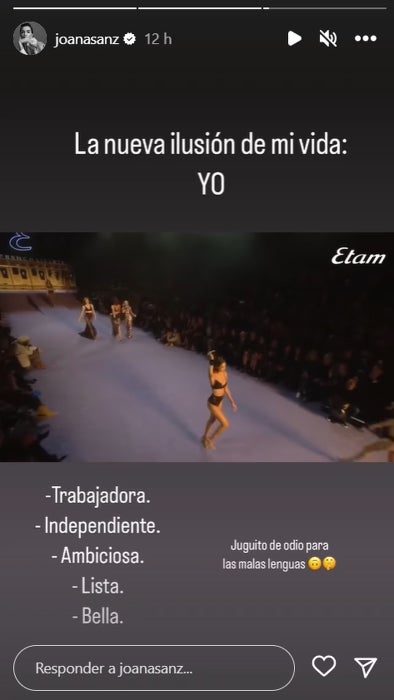 Storie de instagram de Joana Sanz