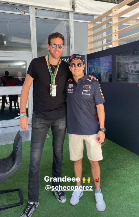 Checo Pérez y Juan Martín del Potro en el GP de Miami en 2022