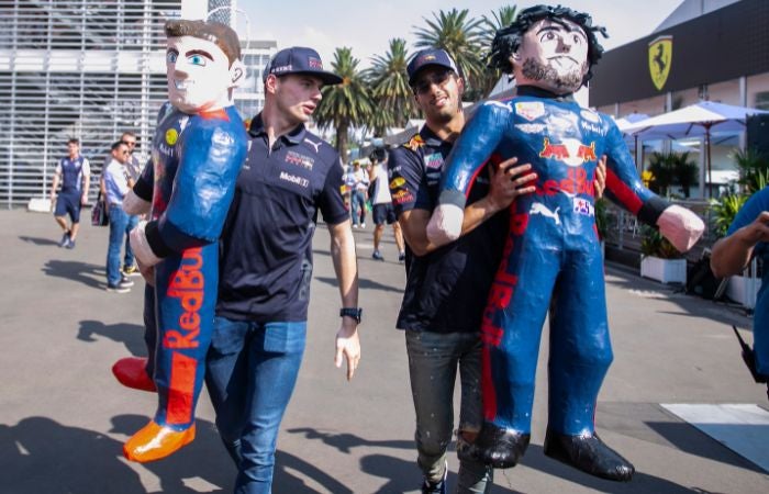 Daniel Ricciardo y Max Verstappen en el GP de México cuando eran compañeros