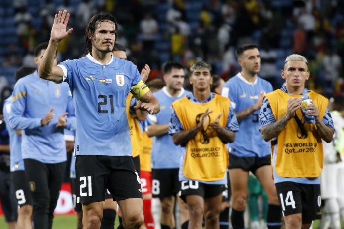 Jugadores de Uruguay tras quedar eliminados del Mundial