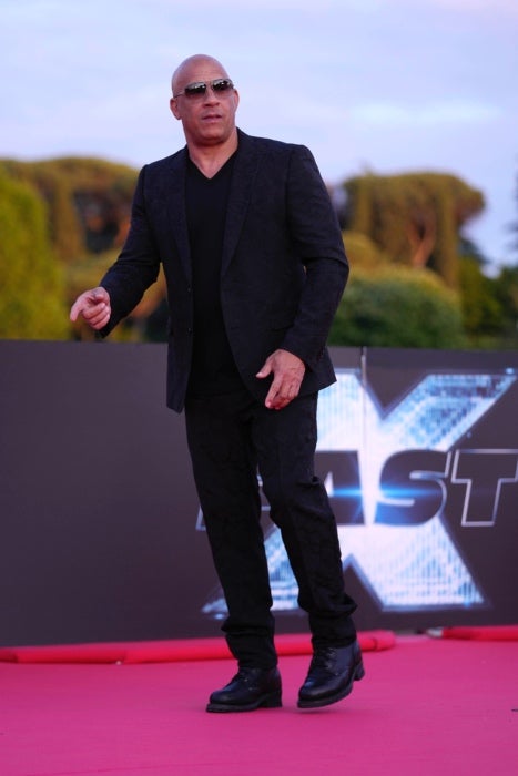 Vin Diesel llegando a la alfombra roja de Fast X en Roma