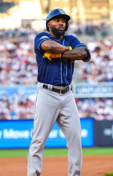 Randy celebrando un hit ante los Yankees